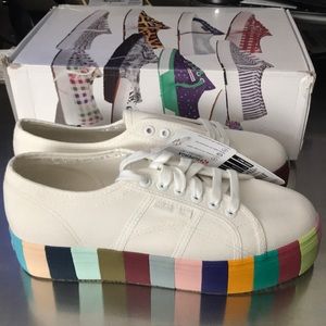 NEW w/ tags SUPERGA Platforms w/multi colored sole